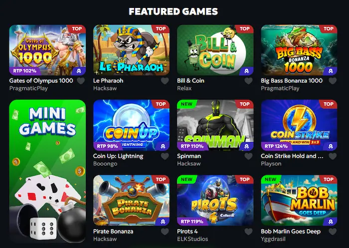 SpinMill Casino games